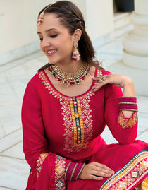 Real Georgette Pearl White Eid Style Palazzo Suit main image 1