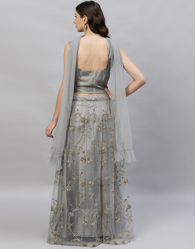 Designer Wedding Wear Heavy Net Lehenga Choli Collection Grey Net ...