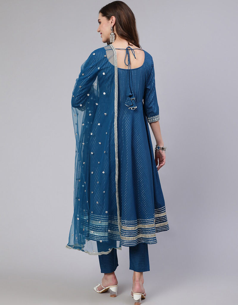 Traditional Function Wear Readymade Suit Collection Navy Blue Pure Cotton Pant Straight