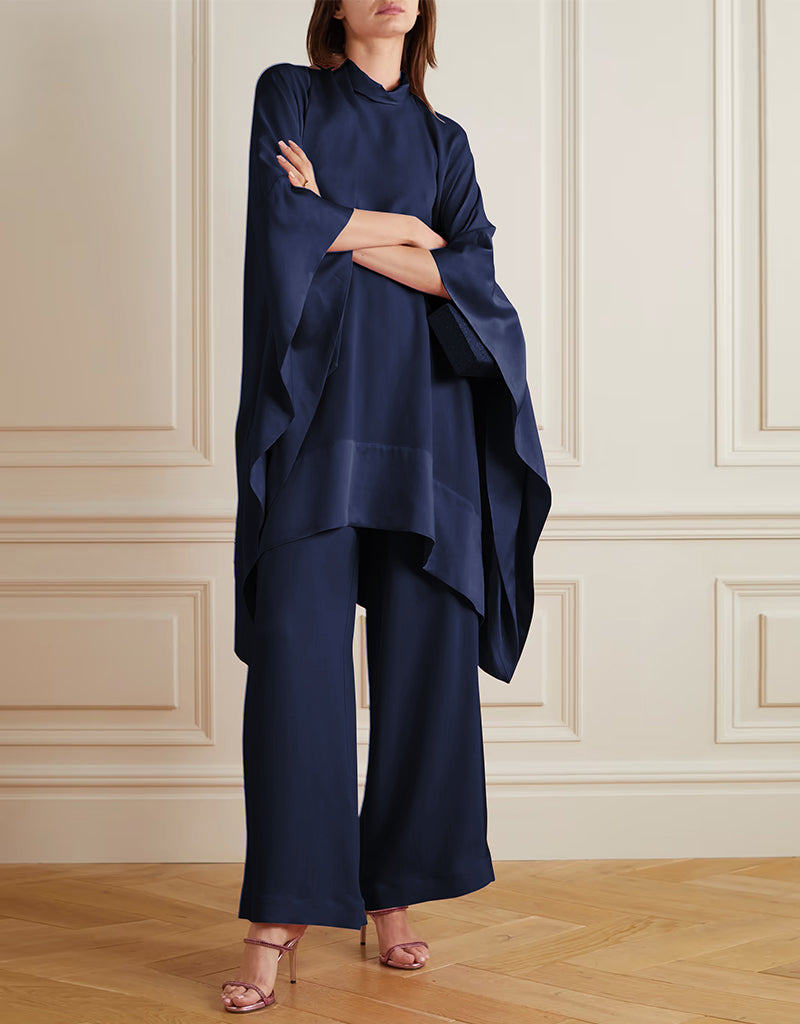 Designer Party Wear Readymade Co-Ords Set Black Korean Nida Pant Suit