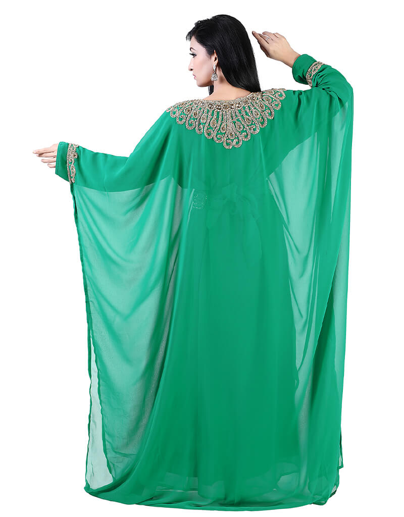 Stylist Green Colored Georgette Heavy Farasha Farasha, Silver ...