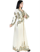 Modern Blue Georgette Pearl Embroidery Kaftan