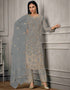 Grey Butterfly Net Pant Salwar Suit main image 1