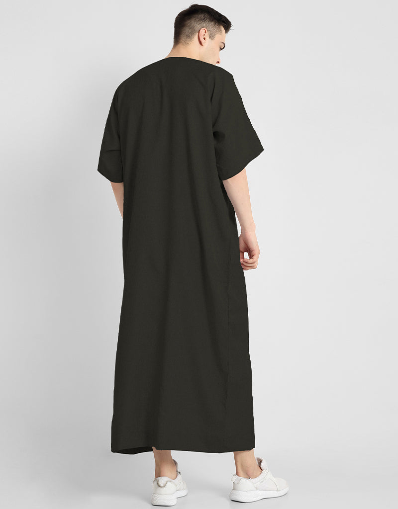 Brown Thobes Cotton Blend Plain Solid Work