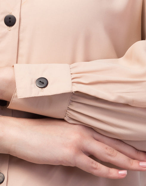 Modest Front open till waist Skin Color Casual Abaya Skin