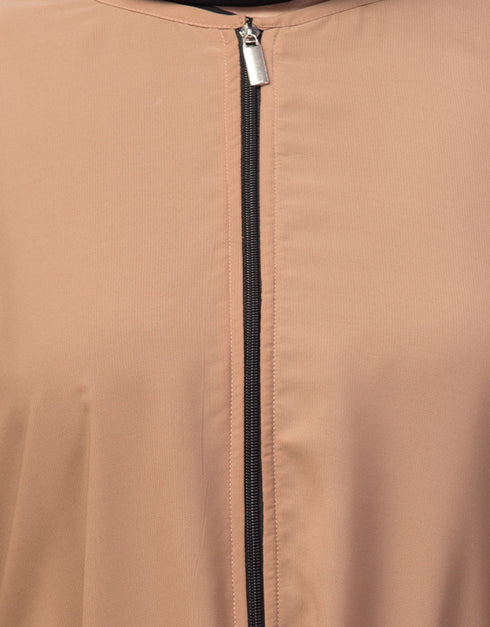 Trendy Basic abaya with front opening and hidden placket in the Shade  Skin