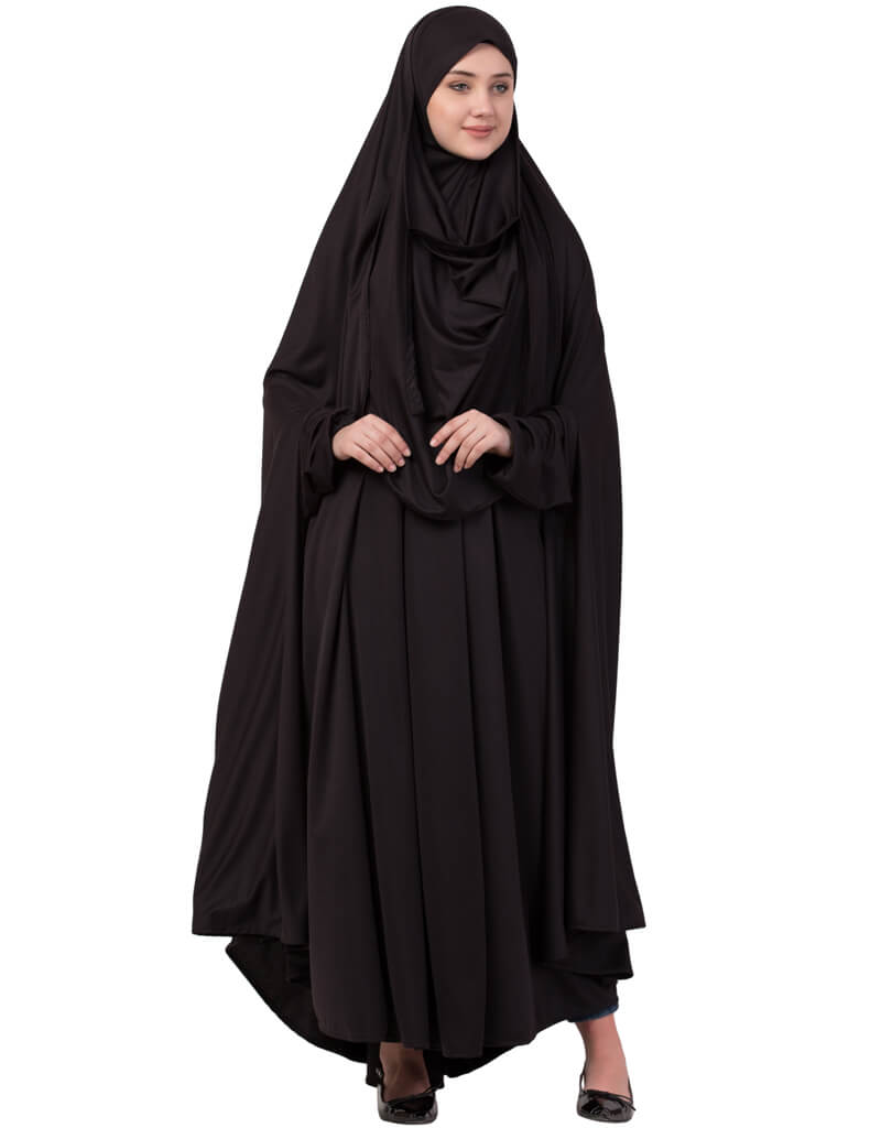 Modern Extra Nose Piece Head To Toe Free Size Jilbab Green