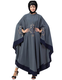 Islamic Center Embroidered with Contrast band Irani Kaftan Maroon