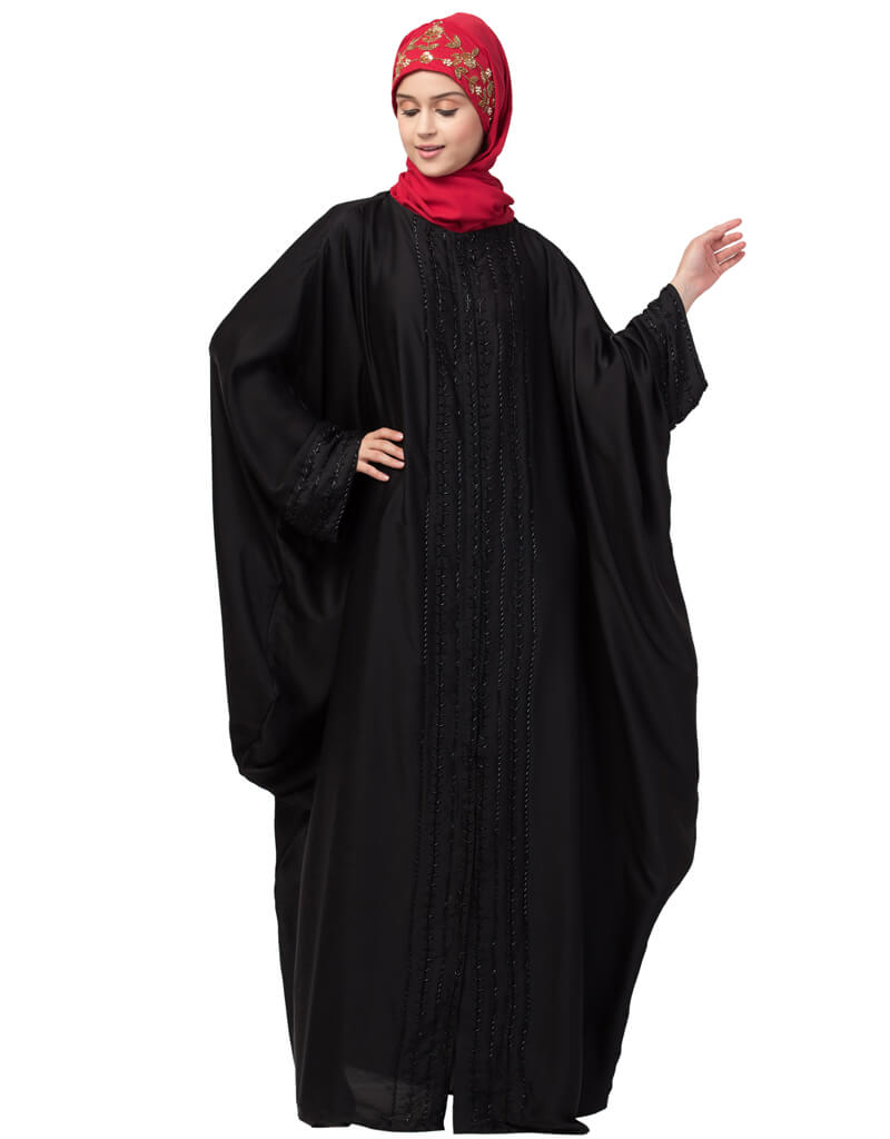 Modern Front Open Shirt Kaftan With Inner Casual Abaya Black