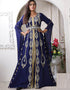 Muslim Dark Blue Georgette Stone Embroidery Moroccan