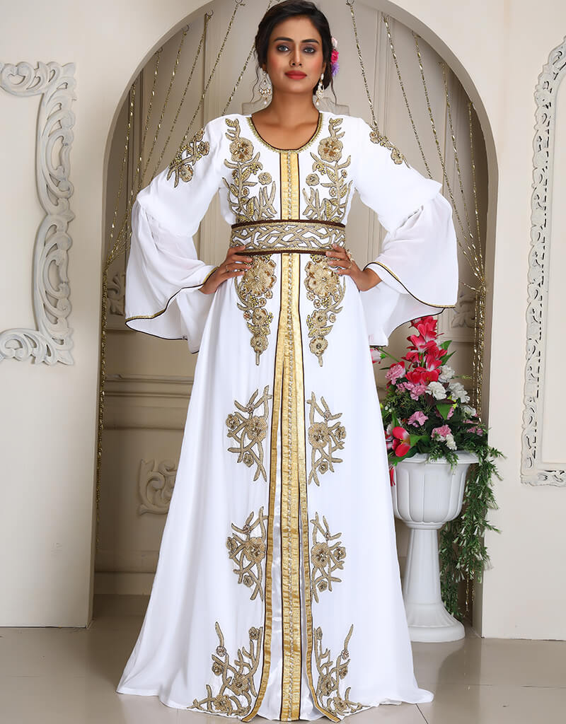 Arabic White Georgette Stone Embroidery Moroccan Moroccan, Copper, Georgette, Crepe, Handmade, White, White, Kaftans, XS, S, M, L, XL, 2XL, 3XL, 4XL, Arabic White Georgette Stone Embroidery Moroccan Moroccan, Copper, Georgette, Crepe, Handmade, White, White, Kaftans, XS, S, M, L, XL, 2XL, 3XL, 4XL,