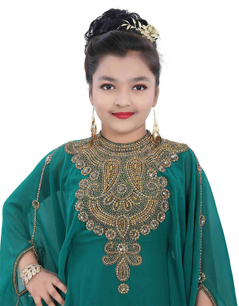 Stylist Green Colored Georgette Heavy Farasha