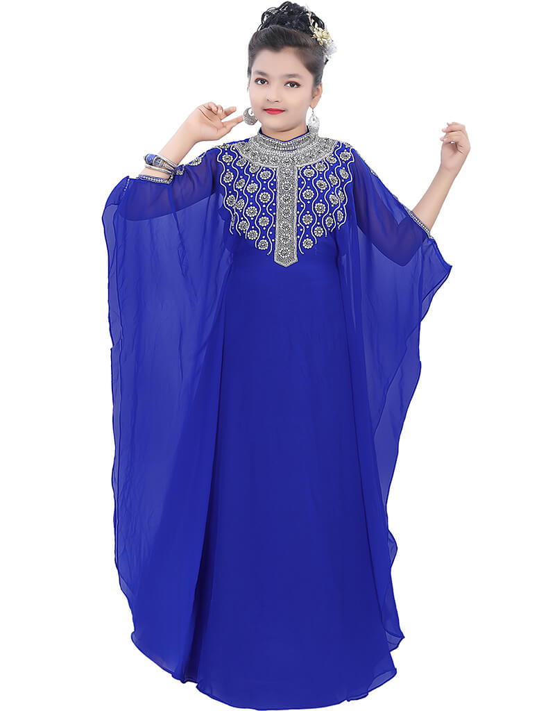 Modern Maroon Georgette Hand Golden Color Stones Embroidery Farasha