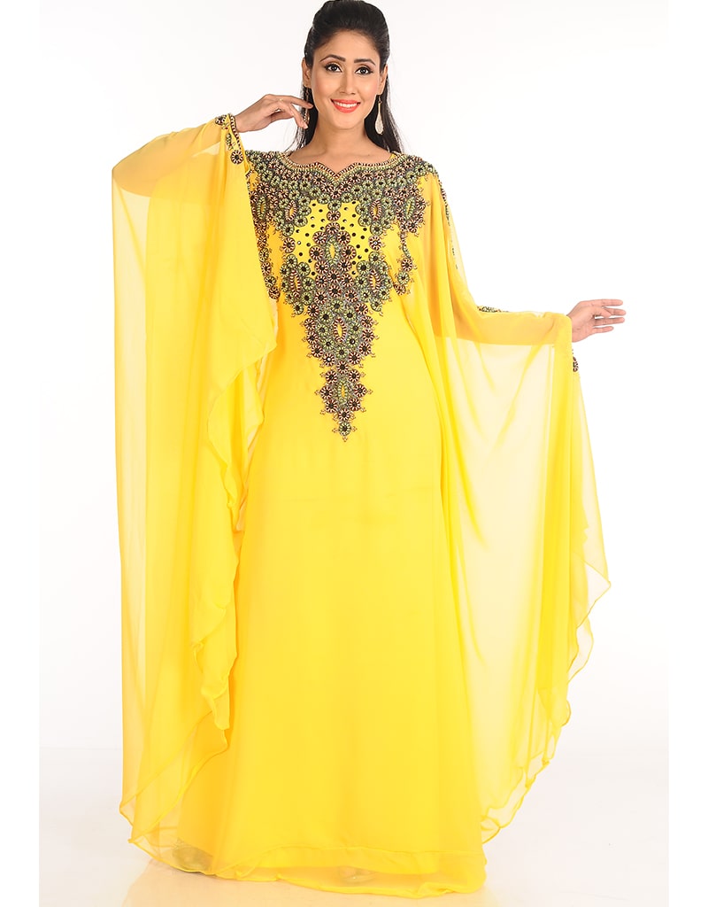 Muslim Black Georgette Hand Zari Embroidery Farasha
