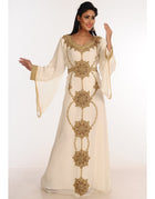 Chic Off White Georgette Hand Zari Embroidery Galabiya main image 1