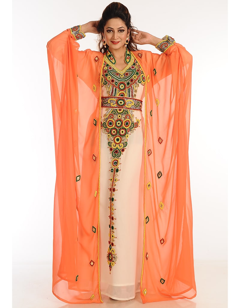 Modern Royal Blue Georgette Hand Zari Embroidery Kaftan main image 0