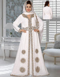 Muslim Blue Georgette Hand Zari Embroidery Kaftan
