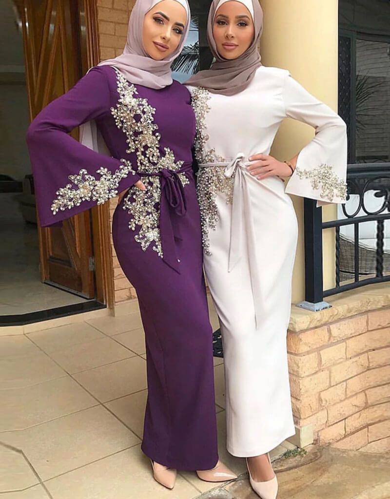 Pearl on Embroidery Abaya purple dress / M Pearl on Embroidery Abaya purple dress / M