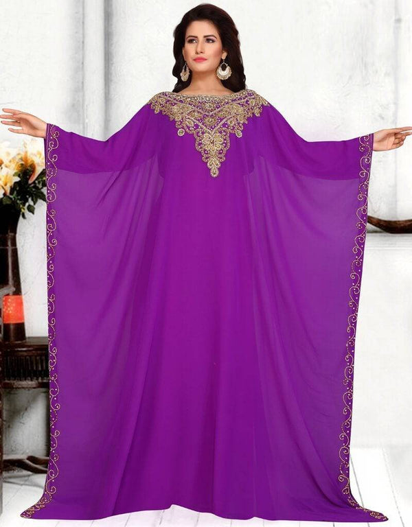 Boat neck embroidered farasha main image 1