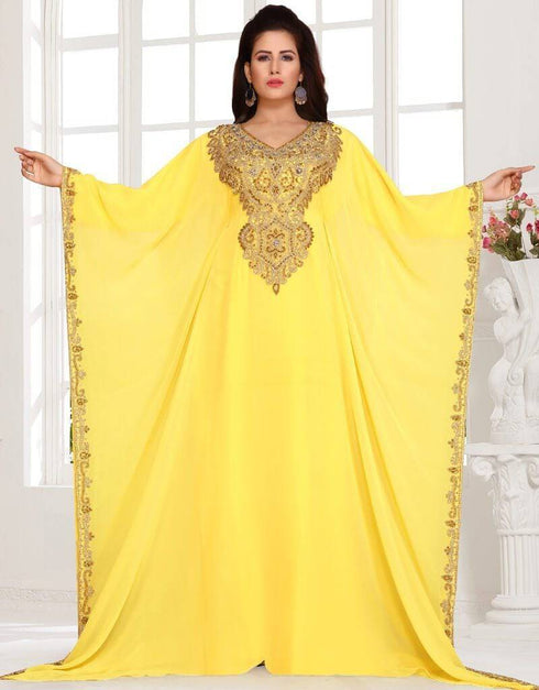Trendy Violet Georgette Hand Copper Embroidery Bridal Farasha