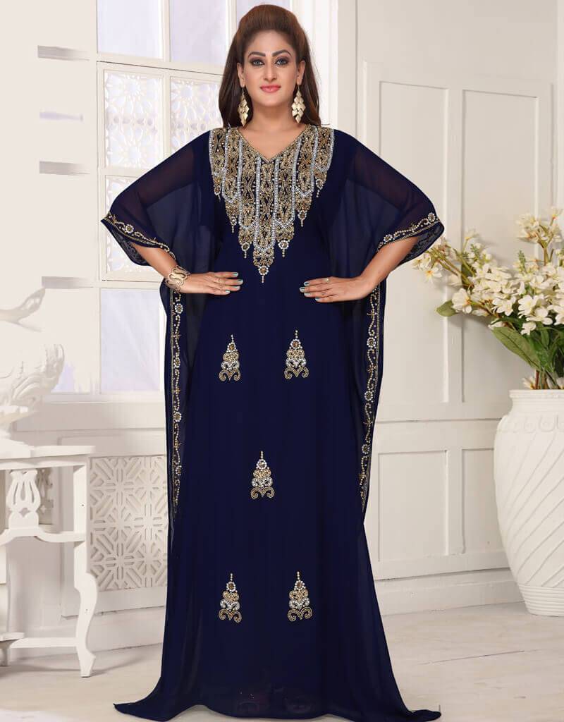 Navy blue and gold kaftan top