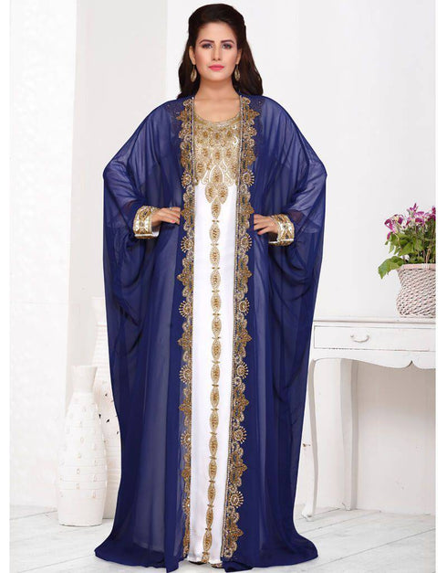 Front open embroide abaya dress Blue Color, Front Open – Arabic attire