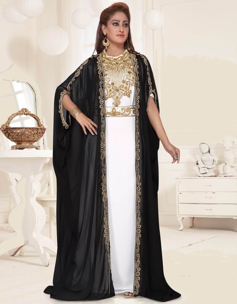 Jacket Style Partywear Kaftan Black, Georgette Fabric, Handmade, Golden Embroidered, Dubai, Kaftans, XS, S, M, L, XL, 2XL, 3XL, 4XL, 5XL, 6XL, 7XL Jacket Style Partywear Kaftan Black, Georgette Fabric, Handmade, Golden Embroidered, Dubai, Kaftans, XS, S, M, L, XL, 2XL, 3XL, 4XL, 5XL, 6XL, 7XL