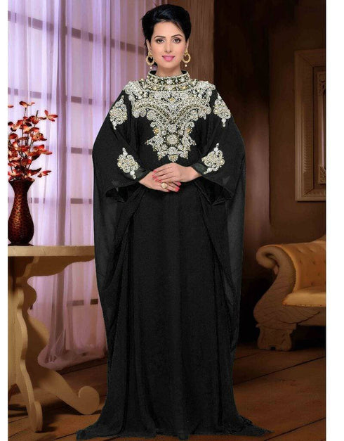 Stand Collar Moroccan caftan with golden work main image 0