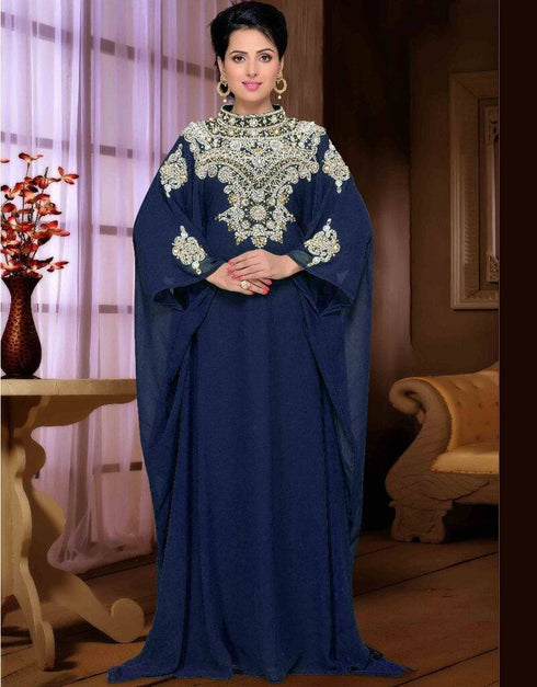 Stand Collar Moroccan caftan with golden work main image 0