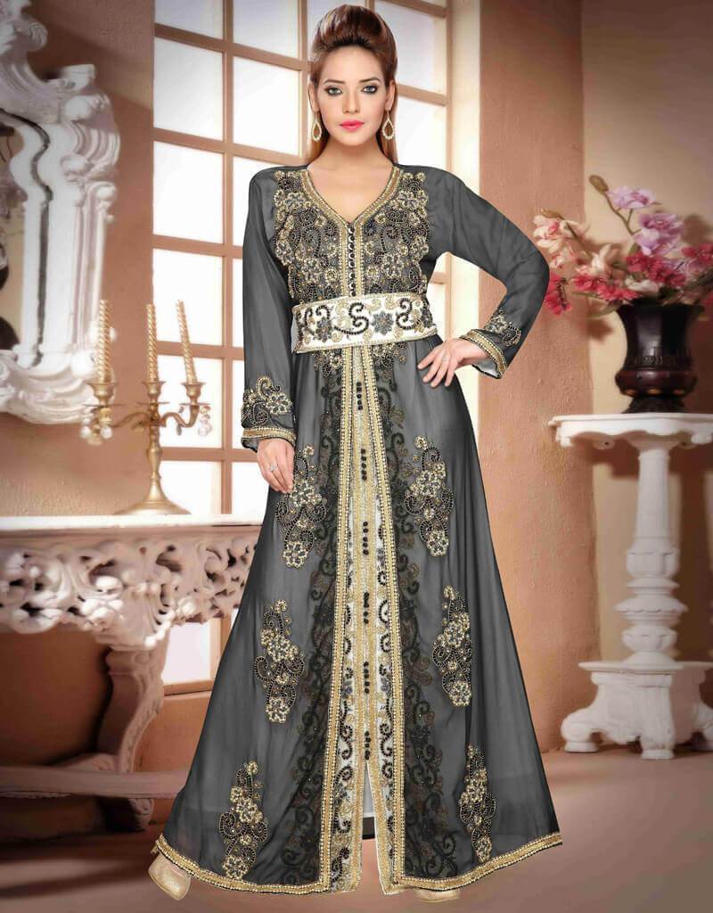 V neck Moroccan Style embroidered kaftan main image 1