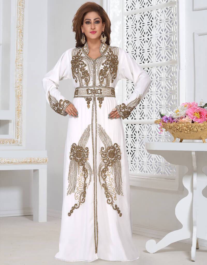 Wedding moroccan Style caftan White, Georgette Fabric, Handmade, Golden Embroidered, Dubai, Kaftans, XS, S, M, L, XL, 2XL, 3XL, 4XL, 5XL, 6XL, 7XL Wedding moroccan Style caftan White, Georgette Fabric, Handmade, Golden Embroidered, Dubai, Kaftans, XS, S, M, L, XL, 2XL, 3XL, 4XL, 5XL, 6XL, 7XL