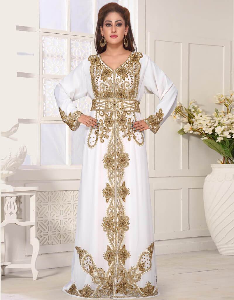 slim fit dress slacks Wedding Moroccan Style Caftan White, Georgette Fabric, Handmade, Golden Embroidered, Dubai, kaftans, XS, S, M, L, XL, 2XL, 3XL, 4XL, 5XL, 6XL, 7XL