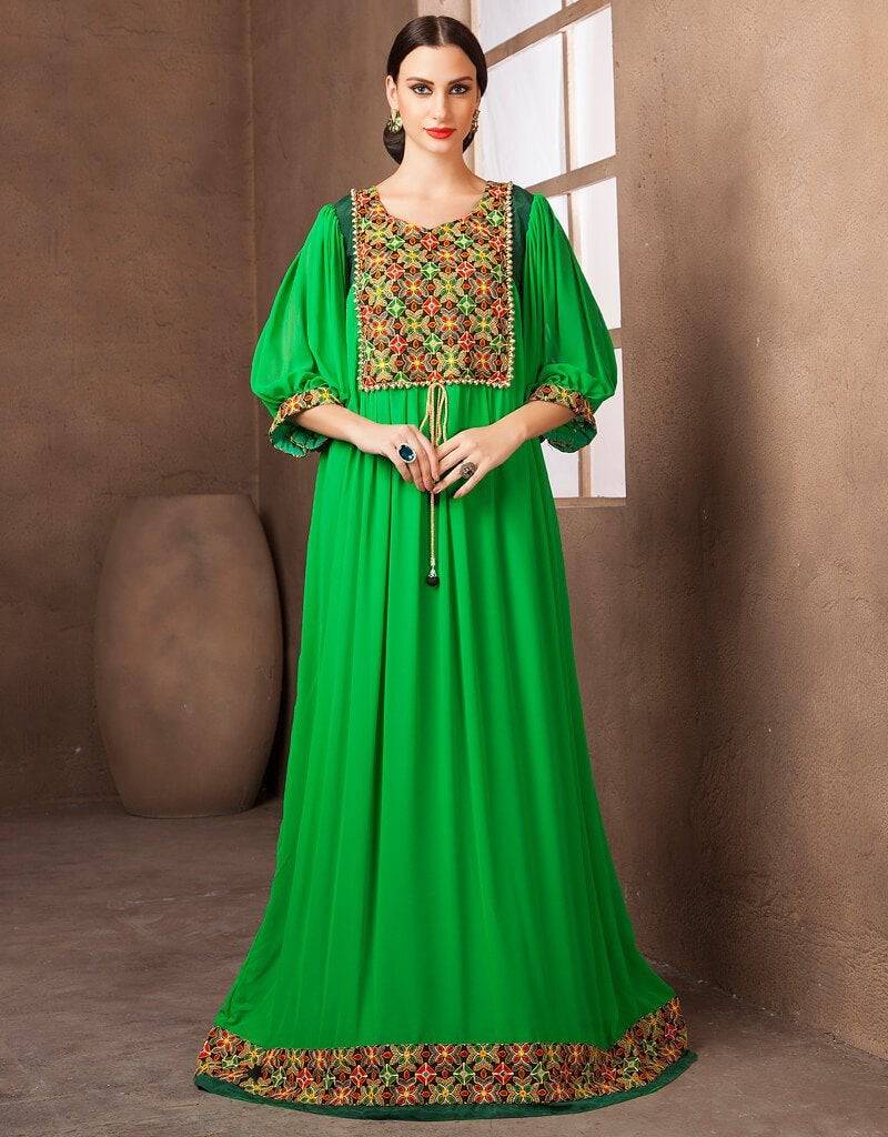 slim fit dress slacks Nicoblu Esmeralda Silk Kaftan in Precious Malachite L
