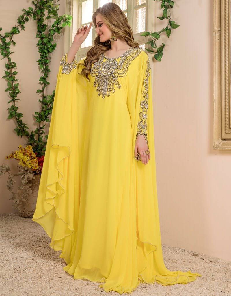 Trendy Front open Sleeve embroidery Dubai style Kaftan cum Abaya Black