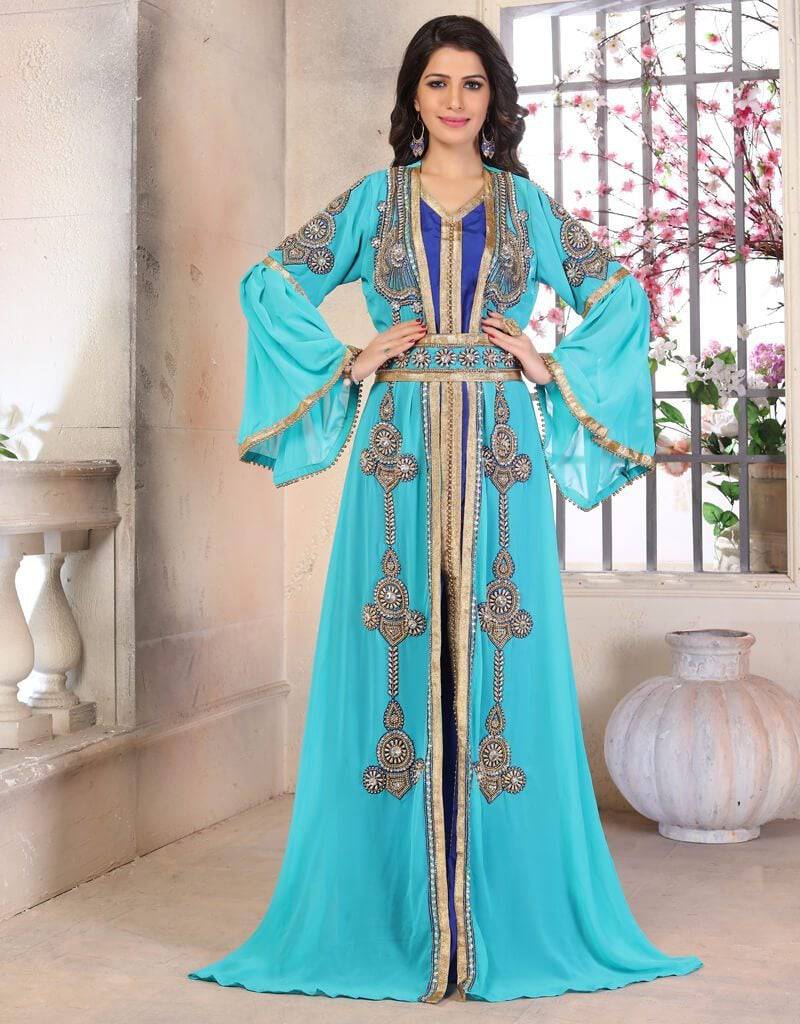 Jacket Moroccan Style Party Wear Kaftan With Waist Belt