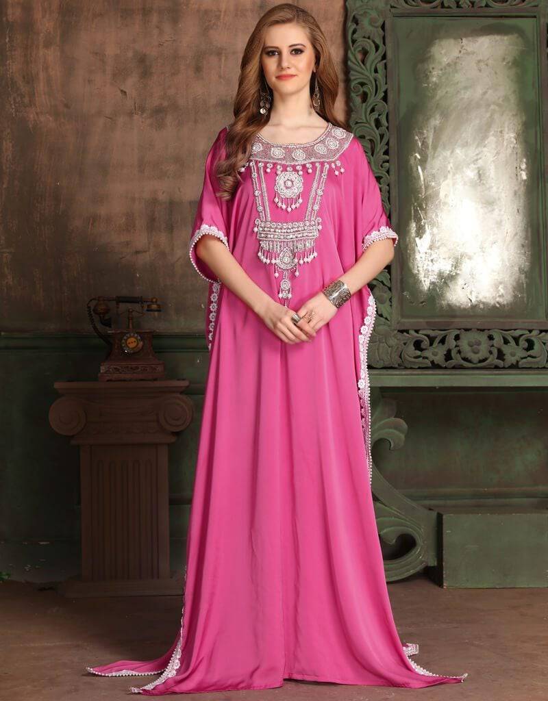 Farasha style Kaftan With Silver Work With Long Sleeve